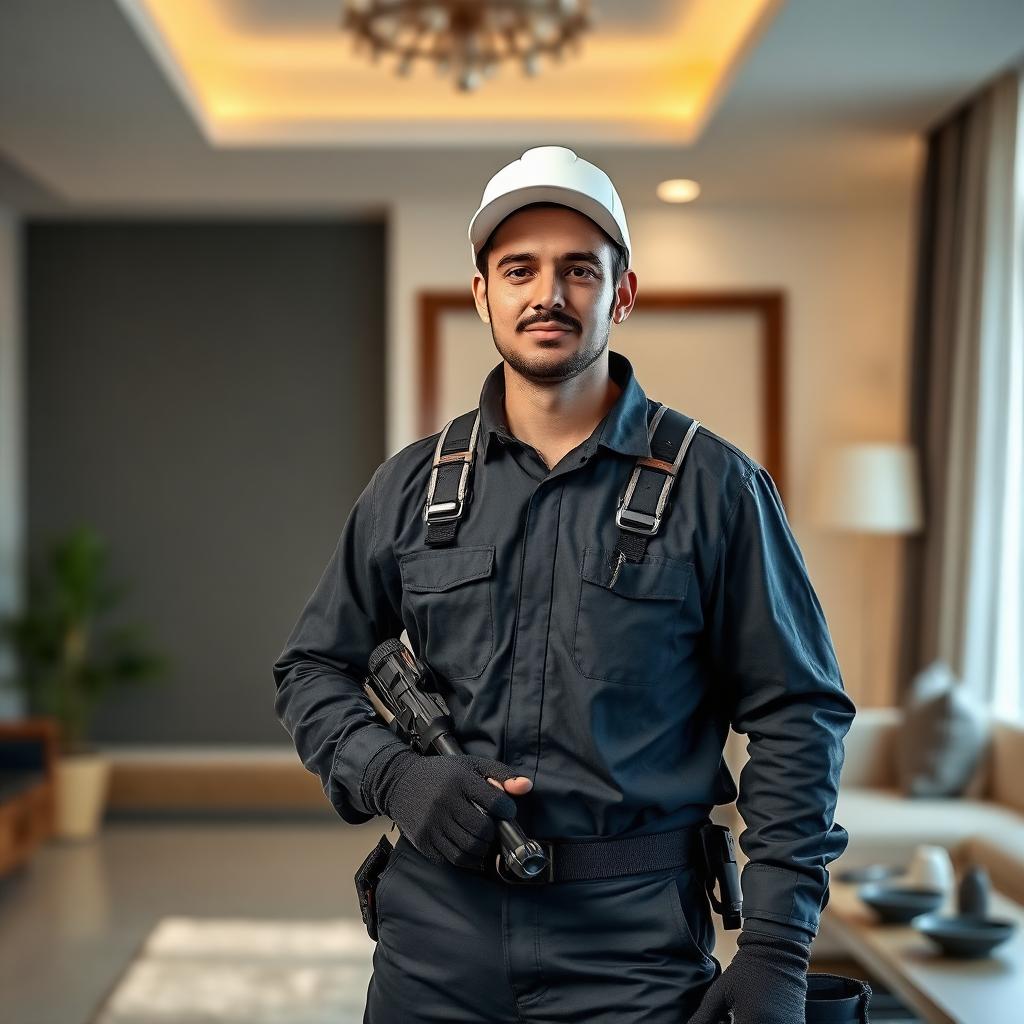 Certified pest control technician inspecting a New Delhi home